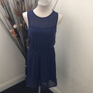 NWOT H & M Blue Sheer Top/Hem Elastic Waist Dress